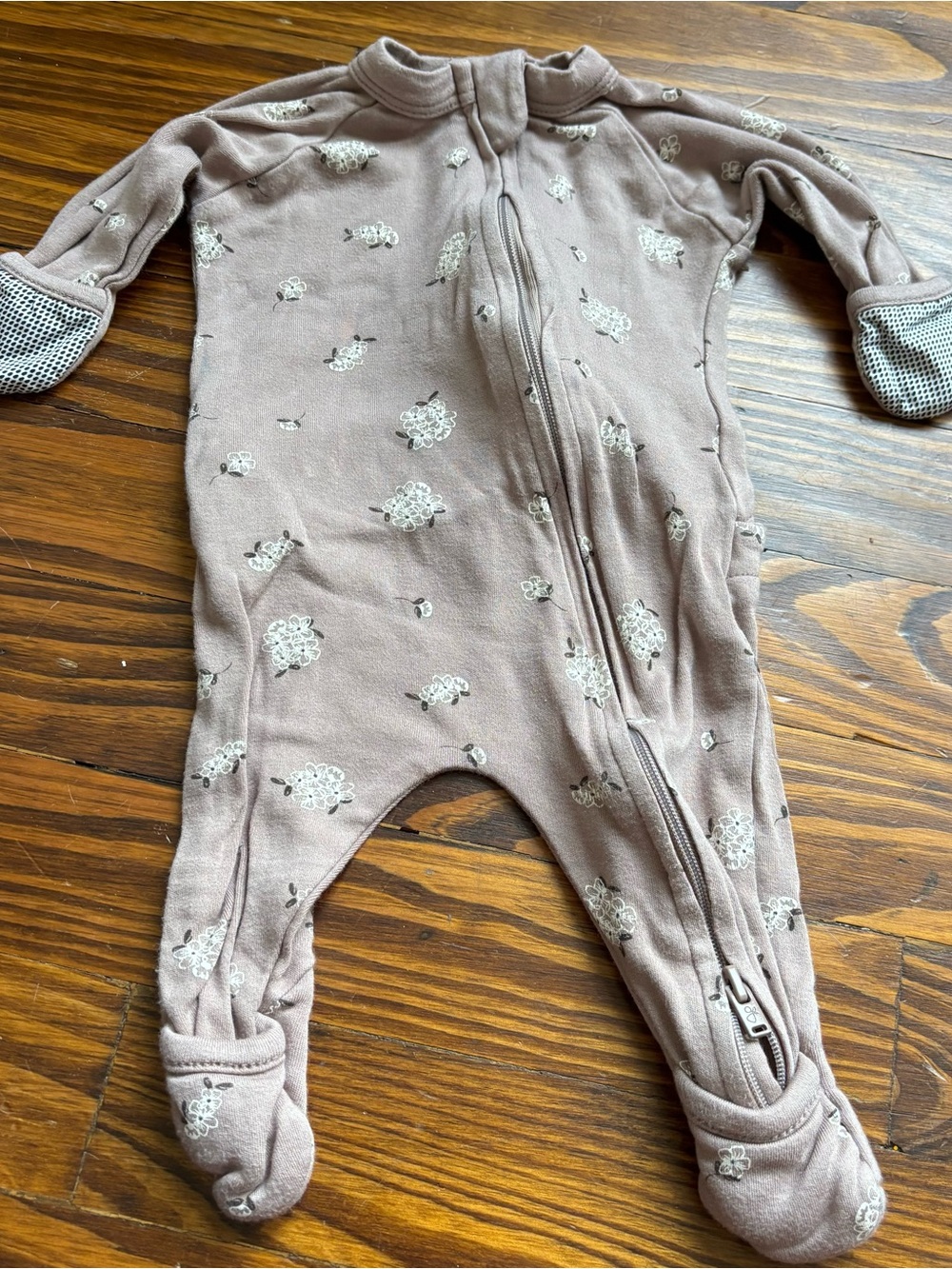 Goumi purple floral Baby Footed Pajamas Cozy Zipper One-Piece